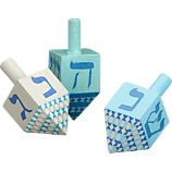 Set of 3 Painted Wood Dreidels