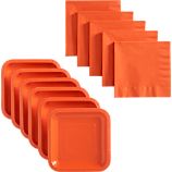 Orange Deep Paper Plates Set of 18 and Orange Lunch Napkins Set of 50