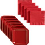 Red Deep Paper Plates Set of 18 and Red Lunch Napkins Set of 50