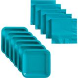 Teal Deep Paper Plates Set of 18 and Teal Lunch Napkins Set of 50