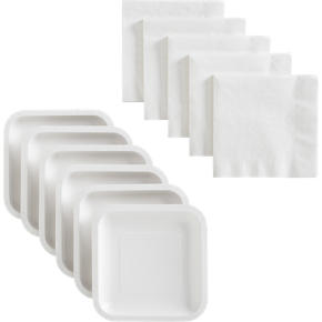 White Deep Paper Plates Set of 18 and White Lunch Napkins Set of 50