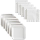 White Deep Paper Plates Set of 18 and White Lunch Napkins Set of 50