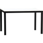 Parsons White Top 48x28 Dining Table with Natural Dark Steel Base.
