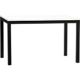 Parsons White Top 48x28 Dining Table with Natural Dark Steel Base
