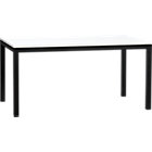 Parsons White Top 60x36 Dining Table with Natural Dark Steel Base.