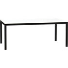 Parsons White Top 72x42 Dining Table with Natural Dark Steel Base.