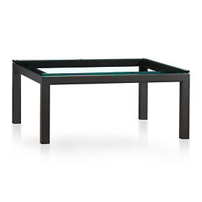 Parsons Square Coffee Table with Clear Glass Top