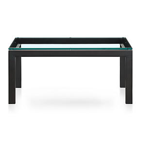 Parsons Square Coffee Table with Glass Top