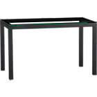 Parsons Glass Top 48x28 Dining Table with Natural Dark Steel Base.