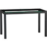 Parsons Glass Top 48x28 Dining Table with Natural Dark Steel Base