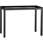 Parsons Glass Top High Dining Table with Natural Dark Steel Base.