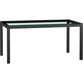 Parsons Glass Top 60x36 Dining Table with Natural Dark Steel Base