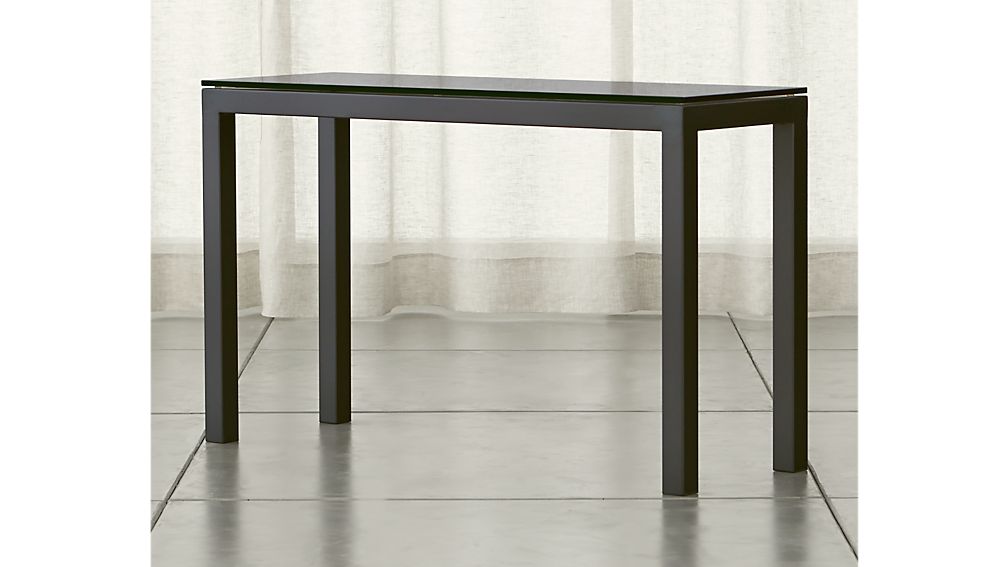 Parsons Console Table with Grey Glass Top in Entryway Tables Crate and Barrel