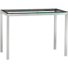 Parsons Glass Top 48x28 High Dining Table with Stainless Steel Base.