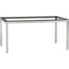 Parsons Glass Top 60x36 Dining Table with Stainless Steel Base.