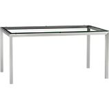 Parsons Glass Top 60x36 Dining Table with Stainless Steel Base