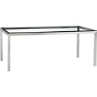 Parsons Glass Top 72x42 Dining Table with Stainless Steel Base.