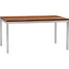 Parsons Reclaimed Wood Top 60x36 Dining Table with Stainless Steel Base.