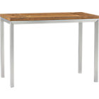 Parsons Teak Top 48x28 High Dining Table with Stainless Steel Base.