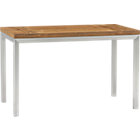 Parsons Teak Top 48x28 Dining Table with Stainless Steel Base.