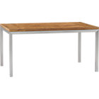 Parsons Teak Top 60x36 Dining Table with Stainless Steel Base.