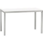 Parsons White Top 48x28 Dining Table with Stainless Steel Base.