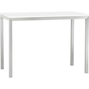 Parsons White Top 48x28 High Dining Table with Stainless Steel Base