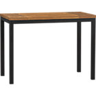 Parsons Teak Top 48x28 High Dining Table with Natural Dark Steel Base.