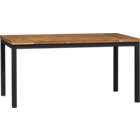 Parsons Teak Top 60x36 Dining Table with Natural Dark Steel Base.