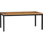 Parsons Teak Top 72x42 Dining Table with Natural Dark Steel Base.