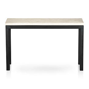 Parsons Console Table with Travertine Top