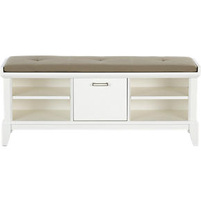Paterson White Bench with Wheat Cushion