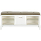 Paterson White Bench with Wheat Cushion.