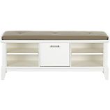Paterson White Bench with Wheat Cushion