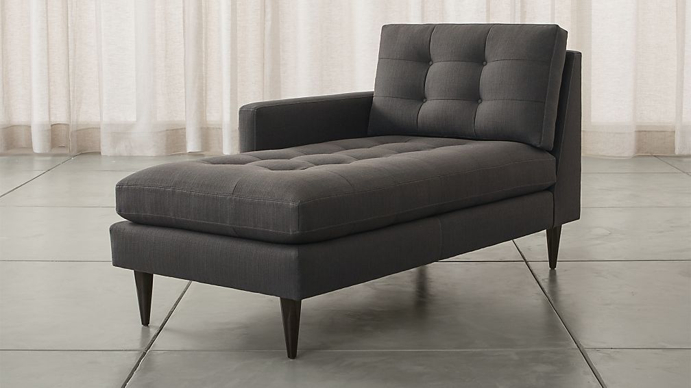 Petrie Left Arm Chaise Lounge - Graphite | Crate and Barrel