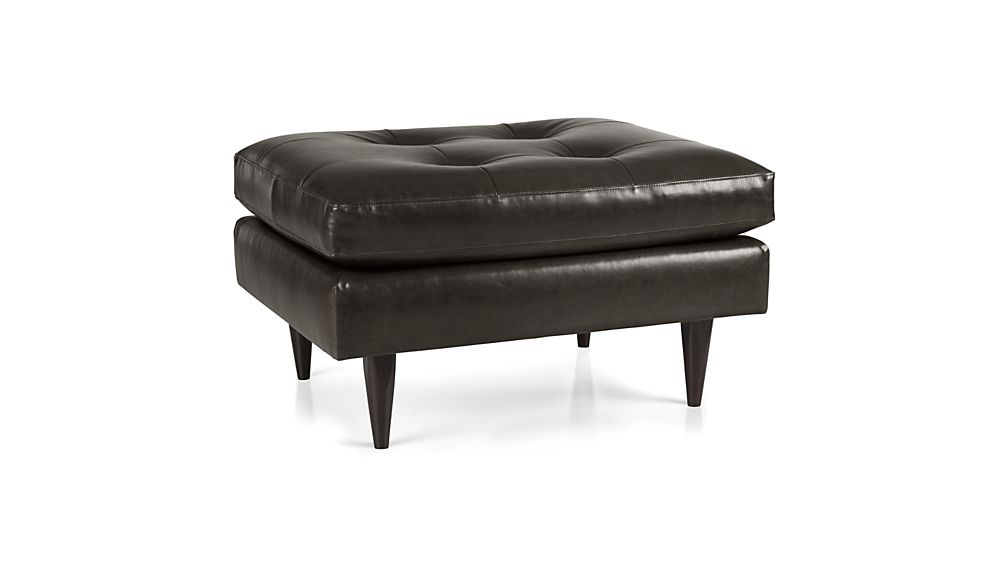 Petrie Leather Ottoman Smoke Crate and Barrel