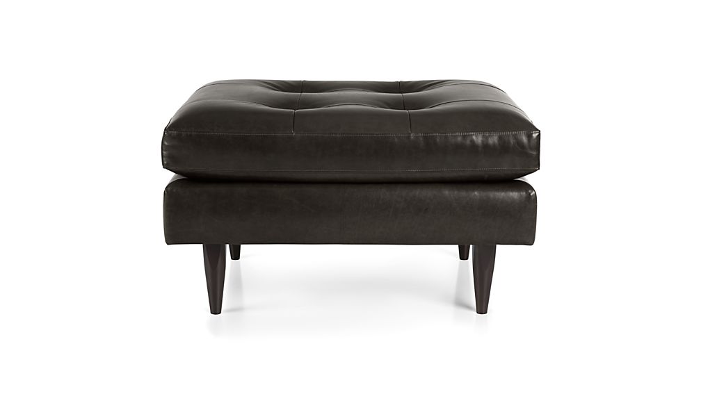 Petrie Leather Ottoman Smoke Crate and Barrel