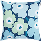 Marimekko Pieni Unikko Turquoise Pillow. 20" sq.