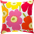 Marimekko Pieni Unikko Pink and Orange Pillow. 20" sq.