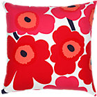 Marimekko Pieni Unikko Red and White Pillow. 20" sq.