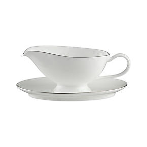 Platinum Rim Gravy Boat with Saucer