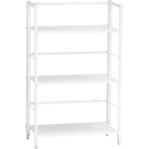 Pop Up White Folding Three-Shelf Bookcase