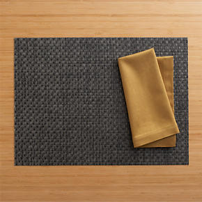 Chilewich® Purl Graphite Placemat and Sateen Gold Napkin