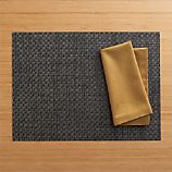 Chilewich® Purl Graphite Placemat and Sateen Gold Napkin