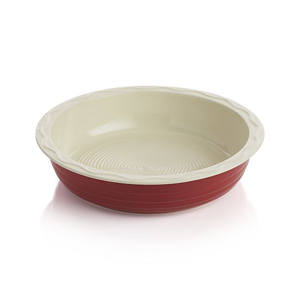 Red and Cream Deep Pie Dish Crate and Barrel