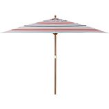 Rectangular Sunbrella® Regatta Stripe Umbrella with Eucalyptus Frame