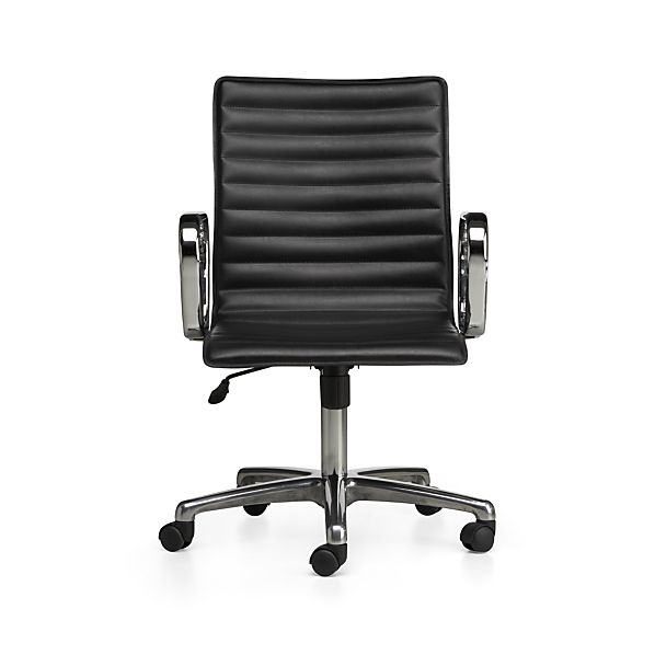 Ripple Black Leather Office Chair in Office Chairs | Crate and Barrel