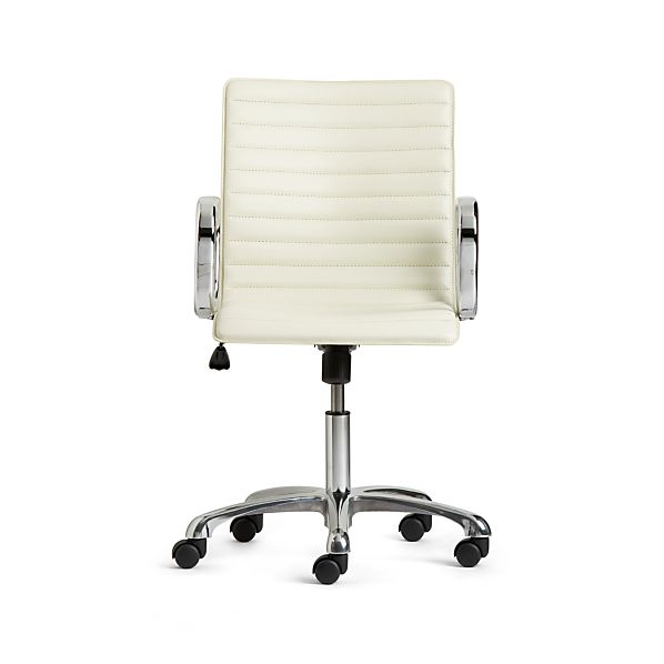 Ripple Ivory Leather Office Chair in Office Chairs | Crate and Barrel