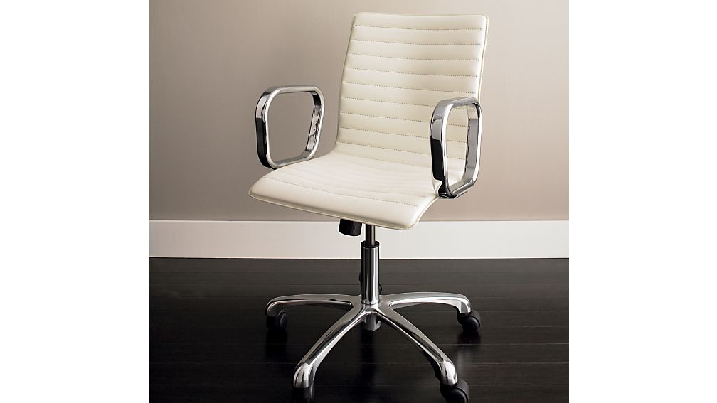 Ripple Ivory Leather Office Chair in Office Chairs Crate and Barrel