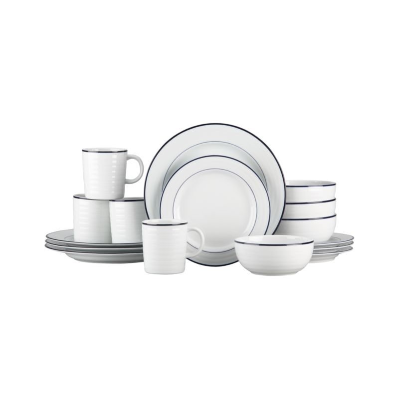Roulette Blue Band 16Piece Dinnerware Set Crate and Barrel